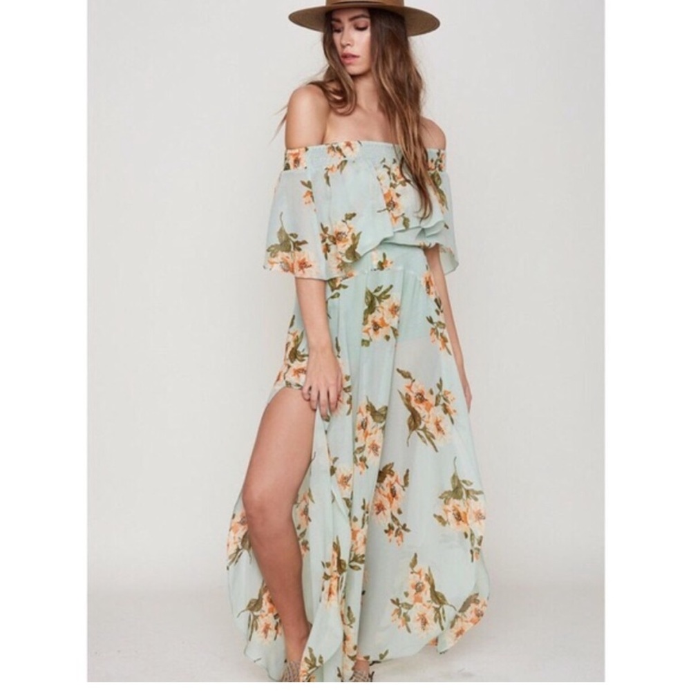 Flynn Skye Size Small Pale Green Floral Sundress